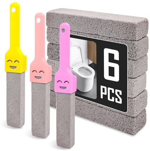 Pimpsten toalettrengörare, pimpsten toalett rengöringsblock med 3 handtag, toalett rengöringssten med pimpsten toalettrengörare för toalett, handfat, badrum, badkar, paket med 6