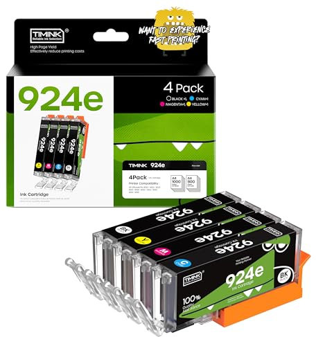 Timink 4 Stück 924XL Patronen Kompatibel für HP 924 Multipack 924 XL Kompatibel für HP OfficeJet Pro 8120 8122 8123 8125 8128 8130 8132 8133 8134 8135