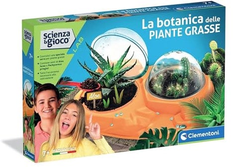 Clementoni Science et Jeu Lab - La botanique des Plantes succulentes, Jeu Scientifique pour Enfants 7+ Ans, kit Plantes succulentes à cultiver dans Le Jardin botanique, fabriqué en Italie, Langue