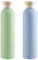 BOHUIZ 2Pcs 260ml Large Squeeze Bottles, Refillable Travel Containers Portable Leak Proof Bottles with Disc Top Flip Cap for Shampoo, Creams, Lotion, and Conditioner(Blue+Green)