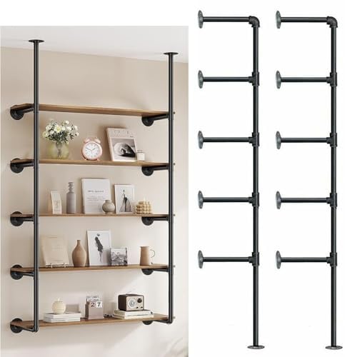 Anmas Power 5.5 Tier Industrial Pipe Bookshelf, Wall Mounted Storage Unit | Retro Steampunk, Open Metal Design, For Bedroom, Office, Bathroom, Office