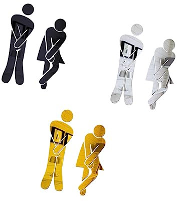 HOMSFOU 3 x abnehmbare Acryl-Spiegel-WC-Aufkleber für Badezimmer, Waschräume, Hotels, stilvolle Gips-Wandaufkleber, einfach anzubringen und zu entfernen