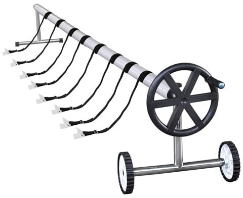 Enrouleur de Piscine avec Pneus Pleins Système D'enroulement Mobile pour Bâches De Piscine Enrouleur Pisine Tube en Aluminium Et Support en Acier Inoxydable