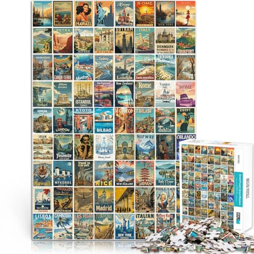 2000 Teile Puzzles für Erwachsene Puzzles Geschenke “reiseplakat spleißen Kunst” Aus Karton，für 14+ Intellektuelles Spiel Angebot als Geschenk für die ganze Familie。Größe：70x100cm/27.5x39.3Zoll