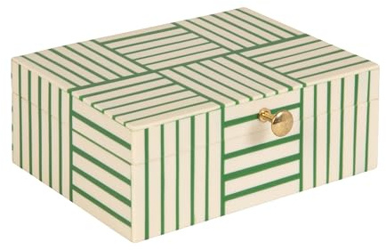 Bloomingville Aufbewahrungsbox aus Kunstharz, gestreift, Grün und Weiß