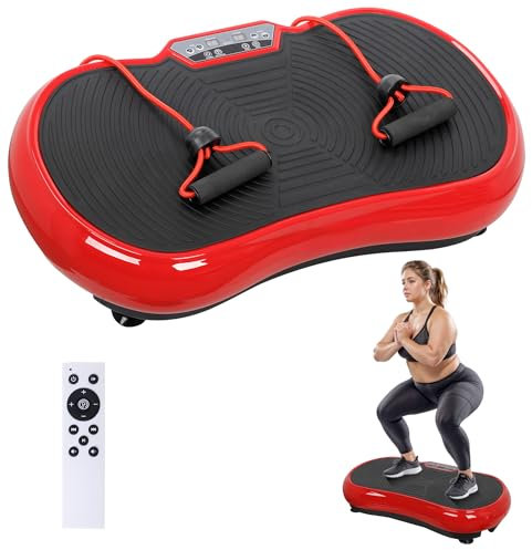 ZENY Máquina de ejercicio de plataforma Viration para gimnasio en casa, placa vibratoria de cuerpo entero, tabla de ejercicio de plataforma de fitness con Bluetooth y bandas de bucle, equipo de