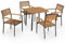 Tidyard Conjunto de Mesa y 4 Sillas Conjunto de Comedor para Jardín Terraza Patio,Diseño de Rejilla,Sillas Apilables,Estilo Rústico,Madera Maciza Acacia y Acero