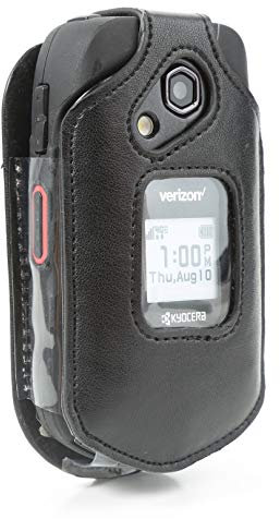 BELTRON Leather Fitted Case for Kyocera DuraXV LTE E4610 (Verizon), DuraXE E4710 (AT&T) - Features: Rotating Belt Clip, Screen & Keypad Protection, Secure Fit