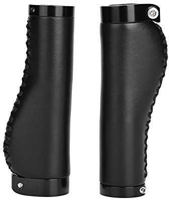 fahrradgriffe leder,Fahrrad Lenkergriffe,1 Paar PU Leder Ergonomische Fahrrad Lenker Griffe Mountainbike Faltrad Radfahren abschließbare Lenkergriffe(Schwarz)