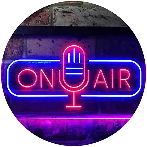 On Air Speaker Studio Dual Color LED Barlicht Neonlicht Lichtwerbung Neon Sign Blau & Rot 300 x 210mm st6s32-i3568-br