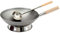AAF Nommel ®, Wok Set, Pfanne 31 cm Ø runder Boden Carbon Stahl + Wok Kelle Edelstahl 44 cm lang mit Holzgriff + Wok Ring. Für Gasherd und Induktion Mulde