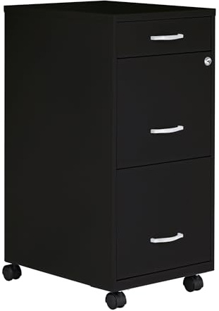 Lorell LYS SOHO Box/File/File 3-Drawer Mobile File Cabinet, Black
