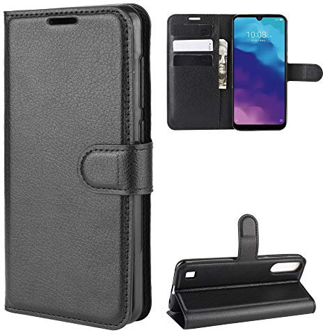 ROVLAK Case for ZTE Blade A7 2020 Wallet Flip Cover with Card Slot Shockproof Lichee Pattern PU Leather Case+Inner TPU Silicone Case with Kickstand Cover for ZTE Blade A7 2020 Smartphone Case,Black