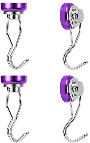 Ant Mag 4 Stück Magnethaken 25mm, Magnetischer Haken aus Neodym Magnet Bunt Drehbar Rostfrei Starke Haftkraft Max. 22kg