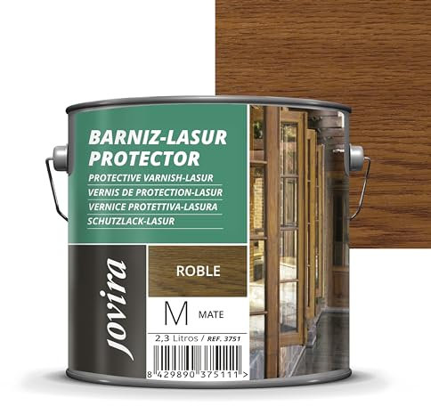 JOVIRA PINTURAS. Lasur Protector Mate. Protege, decora y embellece todo tipo de madera (2,3 Litros, Roble) G-13
