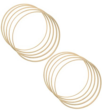 JZK 10 x Bambusreifen 20 cm Holzreifen für Makramee Handwerk, Holz Traumfänger Reifen, Blumenkranz Ring, Wandbehang Handwerk Holzring