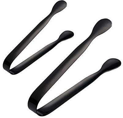 Edelstahl Zuckerzange Set,2 Stücke Zuckerzange, Candy Salat Eiswürfelzange Süßigkeiten Zange Servierzange für Hochzeit Party Candy Bar Büfett Grill Schwarz