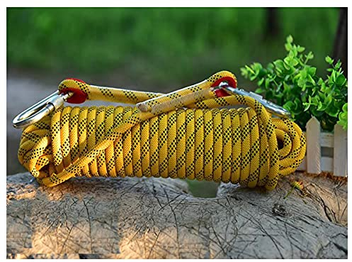 QHY Kletterseil, 20 mm, statisches Sicherheits-Kletterseil, Rettungsseil, Eiskletterausrüstung, Fallschirmseil, Baumschaukel, Kletterseil (Farbe: Gelb, Größe: 60 m x 20 mm)