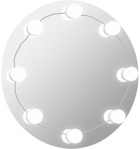 vidaXL Wandspiegel mit LED-Beleuchtung Rund Glas
