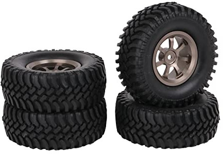BQLZR 4x Al. 7-Speichen Felgen & schwarze Gummireifen für RC1:10 Rock Crawler