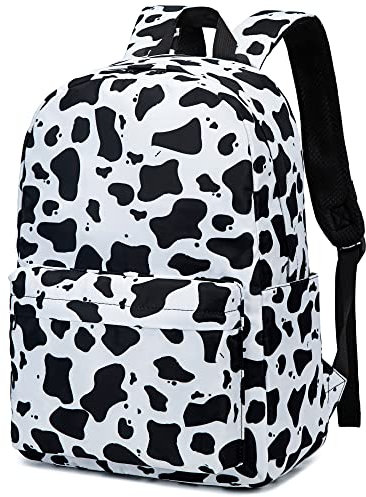 Xunteny Schulrucksack Mädchen Rucksack Damen, Rucksack Schule Kinder Schulranzen Teenager Laptop Rucksack (Kuh-Druck)