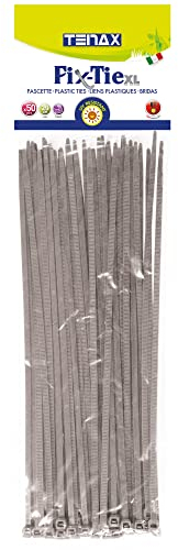 Tenax Fix-Tie XL Bridas de Plástico Multiusos, tamaño: 29 cm, Plata, Paquete de 50 Unidades