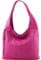 modamoda de T155 Damen Leder Shopper Schultertasche Large handmade in Italy, Farbe:Pink