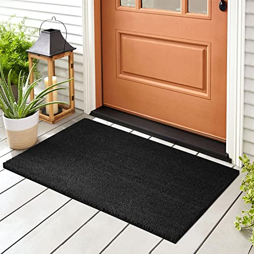 KARAT Fußmatte für Außen und Innen, 50x80 cm Schwarz XXL-Höhe 24mm, extra Dicke Türmate aus Kokos, Schmutzfangmatte, Kokosmatte mit Rutschfester Rückseite für Haustür, Eingang