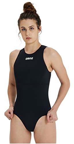 ARENA Damen Team Women's Solid Polo One Piece Swimsuit Water Sports Bathing Suit Badeanzug, Schwarz-Weiß, 42