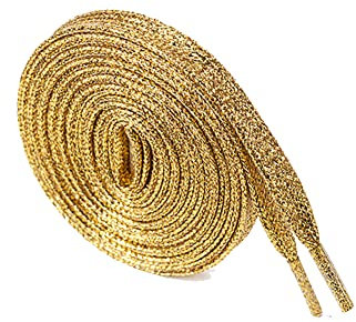 Egurs 1 paire de lacets à paillettes - 110 cm - Multicolore - Métalliques - Résistants à la déchirure - Pour baskets, chaussures de sport, chaussures de course, 16 couleurs en option - Or blanc