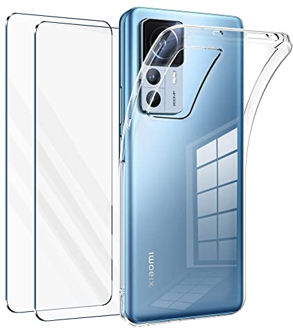 Vauki für Xiaomi 12T Pro 5G Hülle mit 2 Schutzfolie,Ultra Dünn Transparent Silikon Handyhülle und Displayschutzfolie,Slim Soft Stoßfest Schutzhülle für Xiaomi 12T Pro 5G 6.67