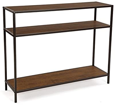 Versa Berlin Mueble Recibidor Estrecho para Entrada o Pasillo, Mesa Consola, con Estante Inferior, Medidas (Al x L x An) 80 x 30 x 100 cm, Madera y Metal, Color Marrón y Negro