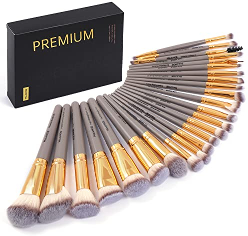 MAANGE Lot de 25 pinceaux de maquillage professionnels avec boîte cadeau noire pour fond de teint, fard à joues, fard à paupières
