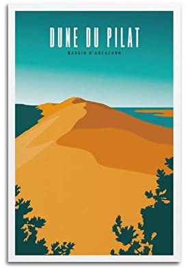 YIBIN Vintage-Poster für Dune Du Pilat, dekoratives Gemälde, Leinwand, Wandposter und Kunstbild, modernes Familien-Schlafzimmer, Deko-Poster, 30 x 45 cm