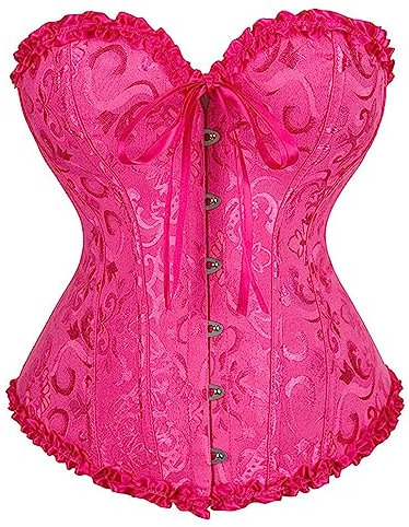 WLFFW Bustino Corsetto Donna Elegante Corpetto Casual Satin Floreale (EU(50-52) 7XL, Rose Rosso)