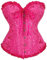 WLFFW Bustino Corsetto Donna Elegante Corpetto Casual Satin Floreale (EU(50-52) 7XL, Rose Rosso)