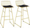 HOMCOM Lot de 2 Tabouret de Bar Design Chaise Haute pour Bar Bistro Acier Filaire doré avec Coussin Noir - élégance et Confort - Repose-Pieds - Convient pour Tables de 104-109 cm