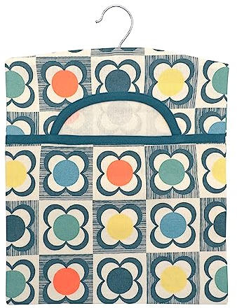 ZIMEL HOMES Fabric Clothes Peg Bag with Hanger Laundry Washing Hanging Storage Basket Hang On The Line Peg Bag, Easy Hanging Hook (Multi Floral)