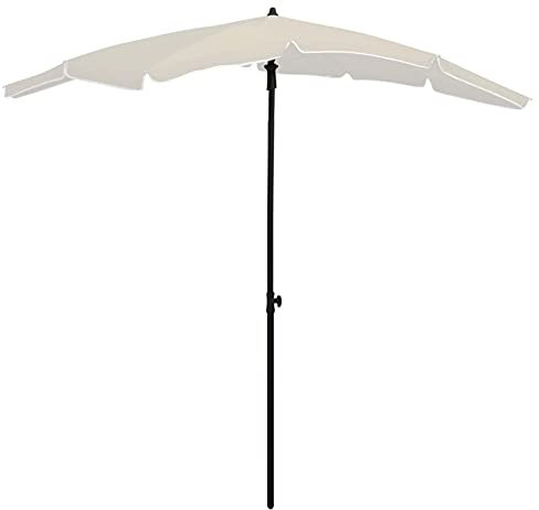 Homgoday Sombrilla de jardín con poste de 200 x 130 cm, color arena, sombrilla de jardín, playa, pesca exterior, cortavientos, portátil, para balcón, terraza, exterior, piscina, Grande