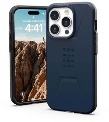URBAN ARMOR GEAR Civilian Case kompatibel mit Apple iPhone 15 Pro Hülle [Wireless Charging/Magnetische Aufladung kompatibel, Sturzfeste Handyhülle, Erhöhter Rand] Mallard (blau), 114275115555