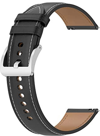 Leder Armband Kompatibel mit Garmin Venu Sq 2 Armband - Weiches Leder Ersatz Armbänder für Garmin Venu Sq 2/Venu/Venu Sq/Sq Music/Venu 2 Plus 43mm Smartwatch, Herren Damen (Schwarz)