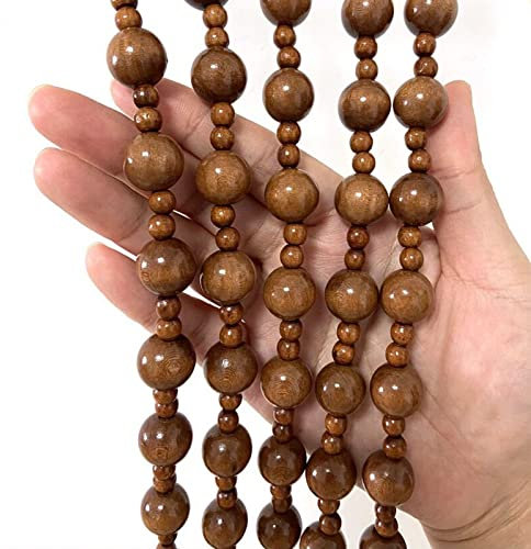 Beaded Wooden Door Curtain Screen Handmade Hanging Beaded Door Blinds for Doorways Window Decoration Room Divider Door Beads Curtain,for Indoor and Outdoor,Customizable (31 strands 90x80cm)