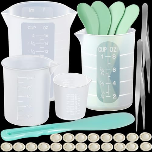 LEOBRO Resin Mixing Cups, Silicone Mixing Cups 450Ml 250ML 100Ml 50Ml Resin Accessories for Epoxy Resin Reusable