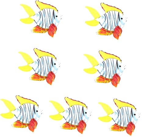 Warmhm 7 STK Fischverzierung Aus Glas Geblasen Fischskulpturen Aus Glas Aquarienverzierung Fisch-skulptur Tropische Fischfigur Meerestier-skulptur Aquarium Murloc Mehrfarbiges Glas Büro