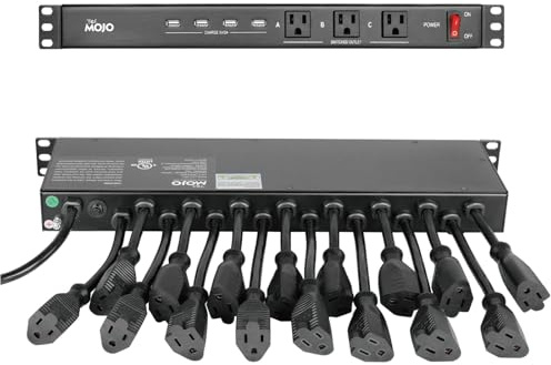 Tecmojo - 1U 19 Outlet Rackmount Power Strip Circuit Breaker, Power Distribution Unit, for AV/Network/Server Cabinet/Enclosure 19