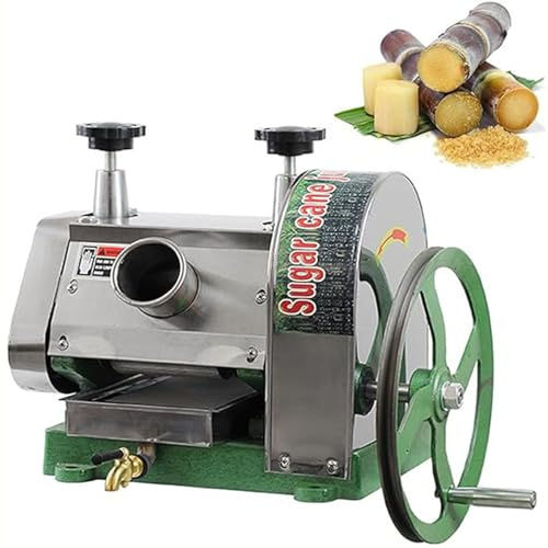 DDZJTPP Manual Sugar Cane Juicer Machine, Stainless Steel Sugar Cane Press, 50kg/h Sugar Cane Juice Squeezer, Sugarcane Press Extractor with Handwheel, for Homes Commercial