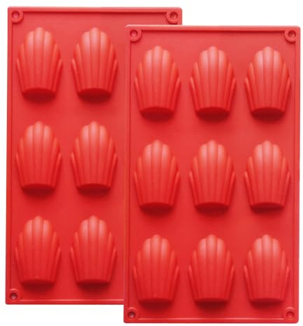 YXHZVON 2 Stücke Mini Madeleine Backformen, Silikon Backform für Madeleine, 9 Hohlräume Bärentatzen Backform für Kuchen Schokolade Süßigkeiten Kekse (Ziegelrot)