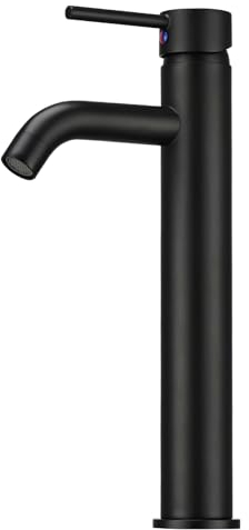 Black Bathroom Taps Tall Basin Taps Mono Countertop Sink Tap, Single Lever High Rise Bathroom Sink Tap Mixers, Modern Stainless Steel Monobloc High Basin Mixer Faucet