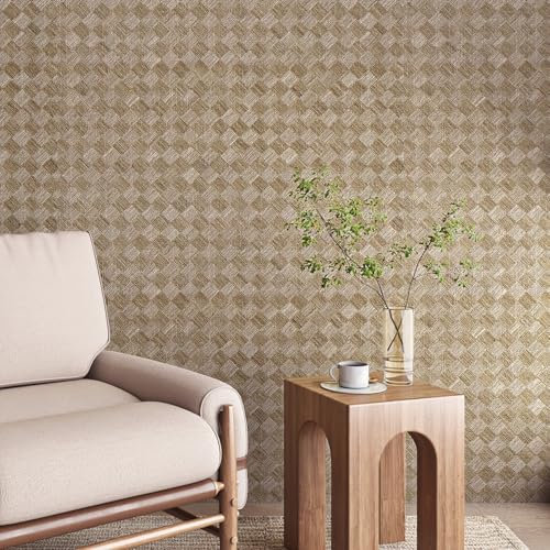 Livelynine Selbstklebende Tapete Beige Boho Style Tapete Schlafzimmer Beige Klebefolie Möbel Rattan Gurtband 40CMx5M Folie für Möbel Küchenfronten Schrank Tapete Badezimmer Wasserfest Wand Landhaus