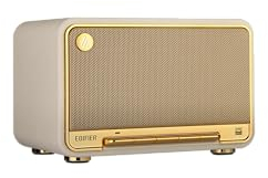 Edifier D32 Enceinte Sans Fil de Table, Audio HR, LDAC, ALAC, 60W (RMS), Arch. Acoust. 2.1, 11 h d'Autonomie, Contrôle via App, Bluetooth 5.3, AirPlay2, Entr. USB-C et AUX, Blanc